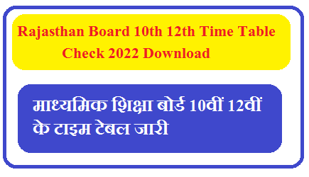 Rajasthan Board 10th 12th Time Table Check 2025 | राजस्थान माध्यमिक शिक्षा बोर्ड 10वीं 12वीं के टाइम टेबल जारी